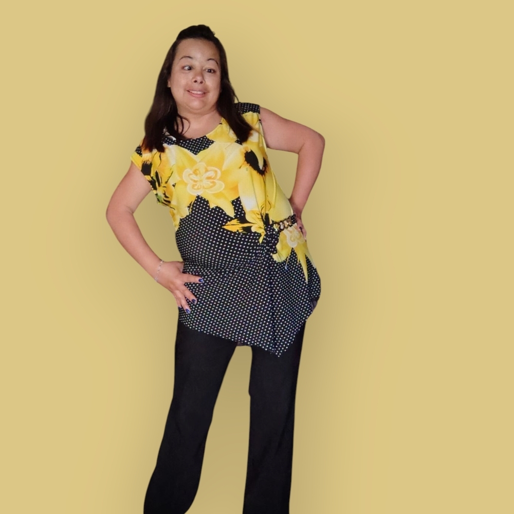 Cleo Yellow Floral Blouse Women's   Large